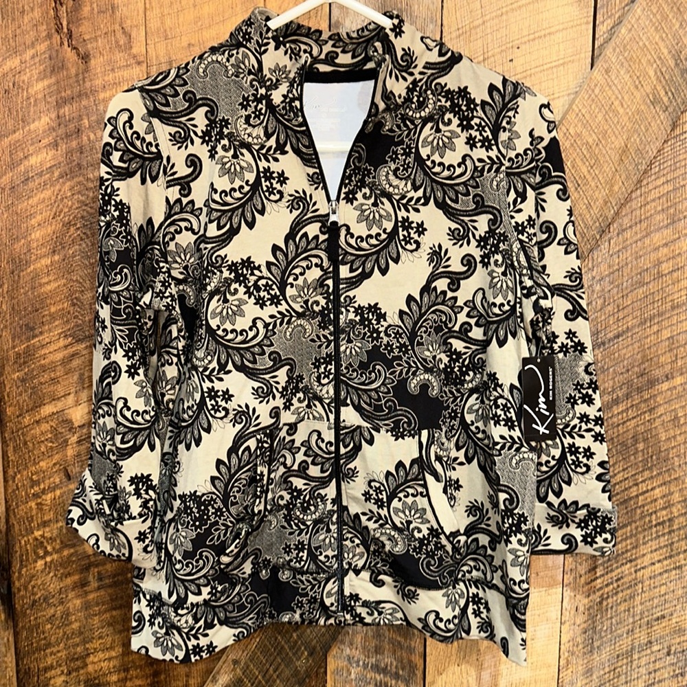 NWT Kim Rogers Women’s  Paisley Long Sleeve Full Zip Basic Jacket Size S